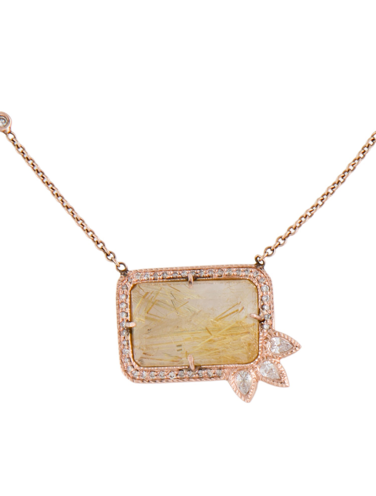 Jacquie Aiche 14K Rutilated Quartz & Diamond Necklace