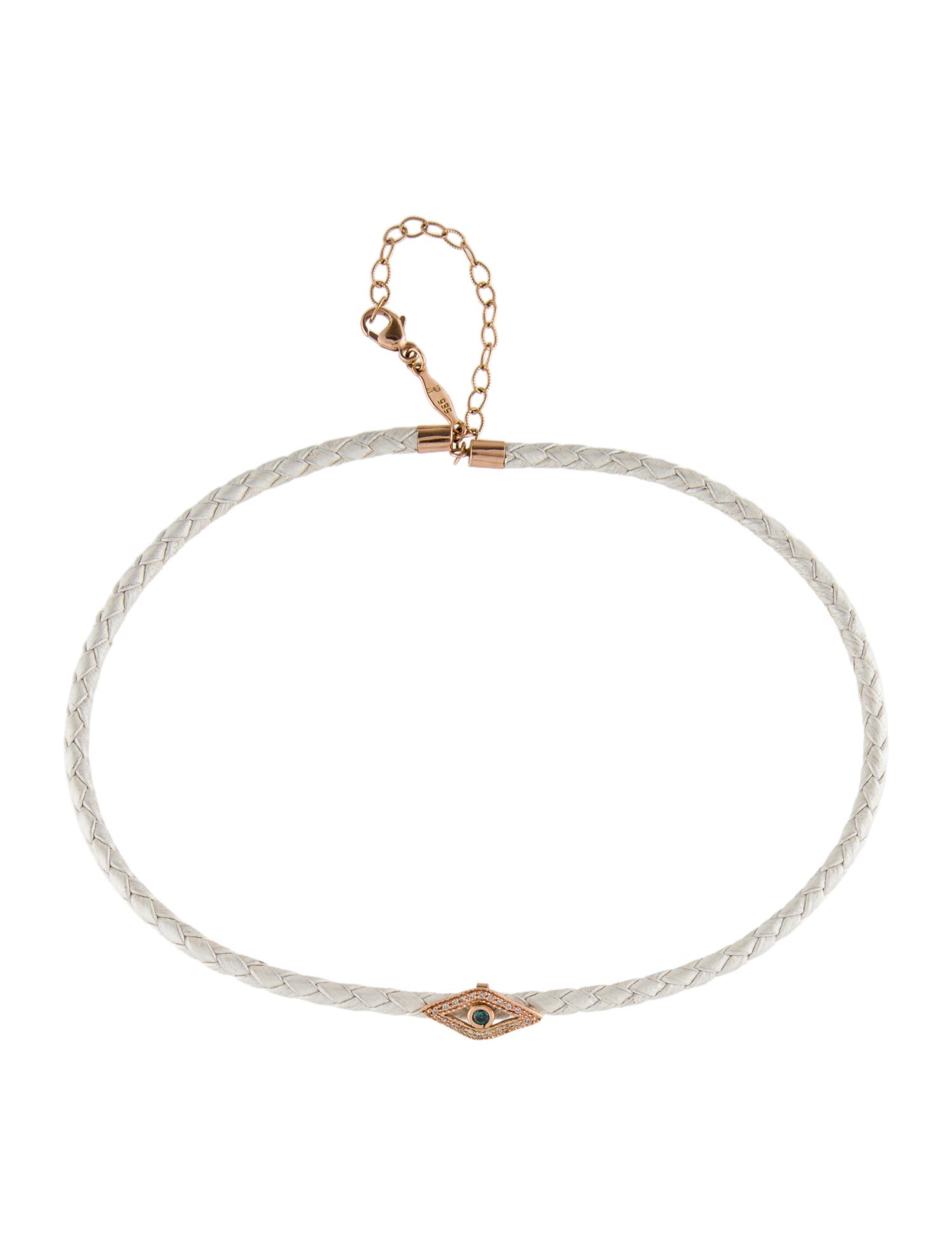 Jacquie Aiche 14K Diamond Evil Eye Leather Choker Necklace