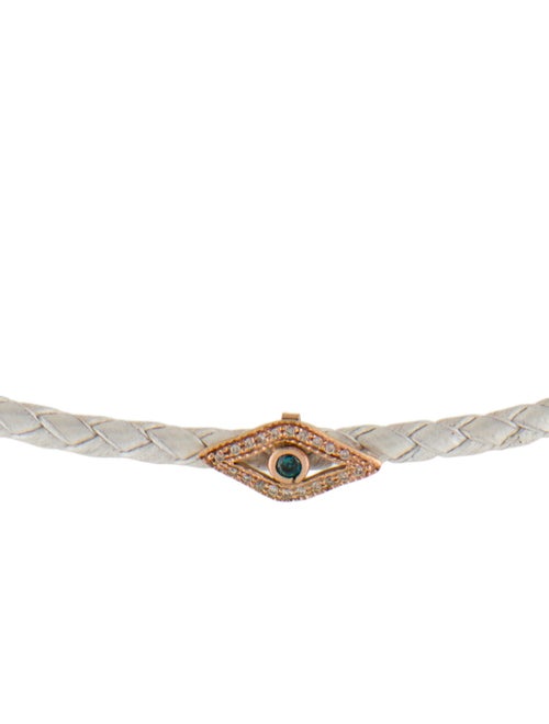 Jacquie Aiche 14K Diamond Evil Eye Leather Choker Necklace