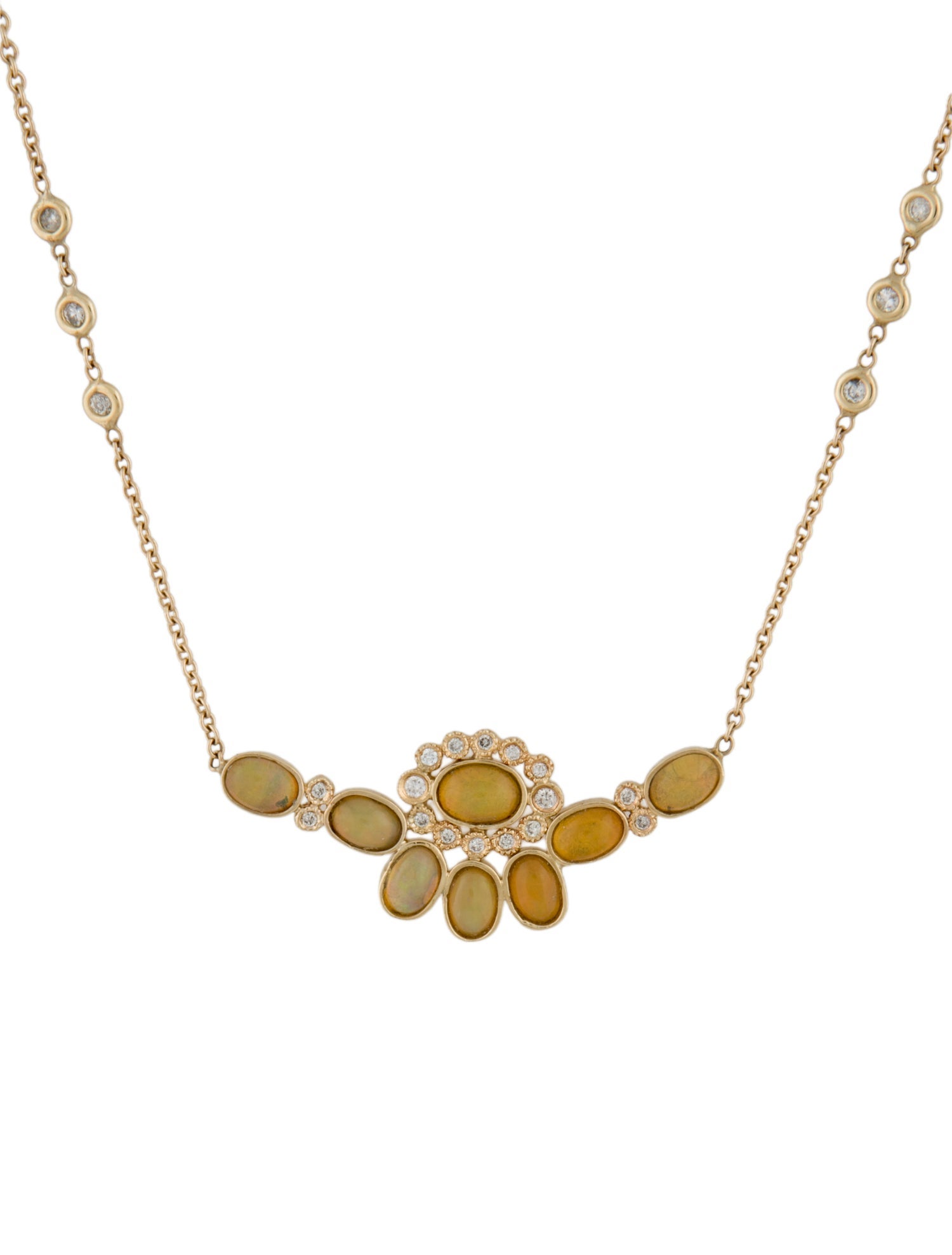 Jacquie Aiche 14K Freeform Opal Diamond Necklace