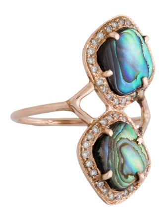 Jacquie Aiche 14K Diamond Mini Square Abalone Trinity Ring