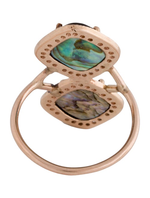 Jacquie Aiche 14K Diamond Mini Square Abalone Trinity Ring