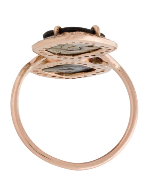 Jacquie Aiche 14K Diamond Mini Square Abalone Trinity Ring