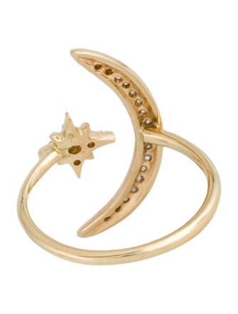 Jacquie Aiche 14K Diamond Moon + Shining Star Ring