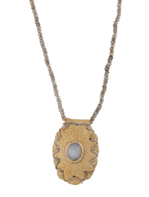Jacquie Aiche 14K Stingray, Diamond & Moonstone Blesslev Pouch Necklace