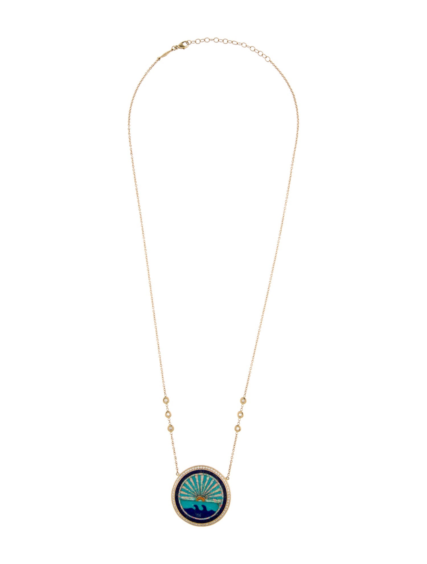 Jacquie Aiche 14K Diamond, Lapis Lazuli, Synthetic Opal & Turquoise Sunshine Pendant Necklace
