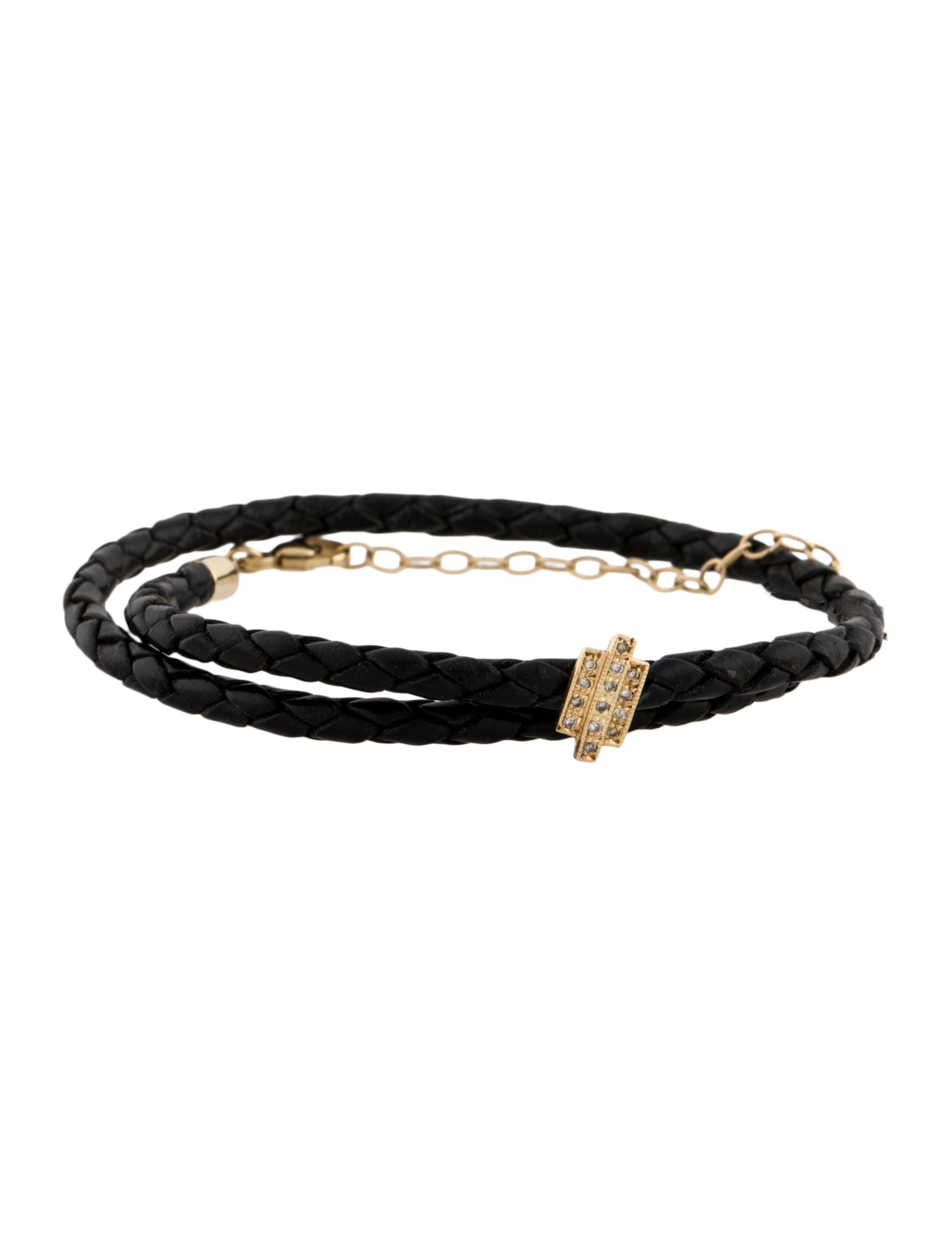 Jacquie Aiche 14K Diamond Leather Double Wrap Bracelet