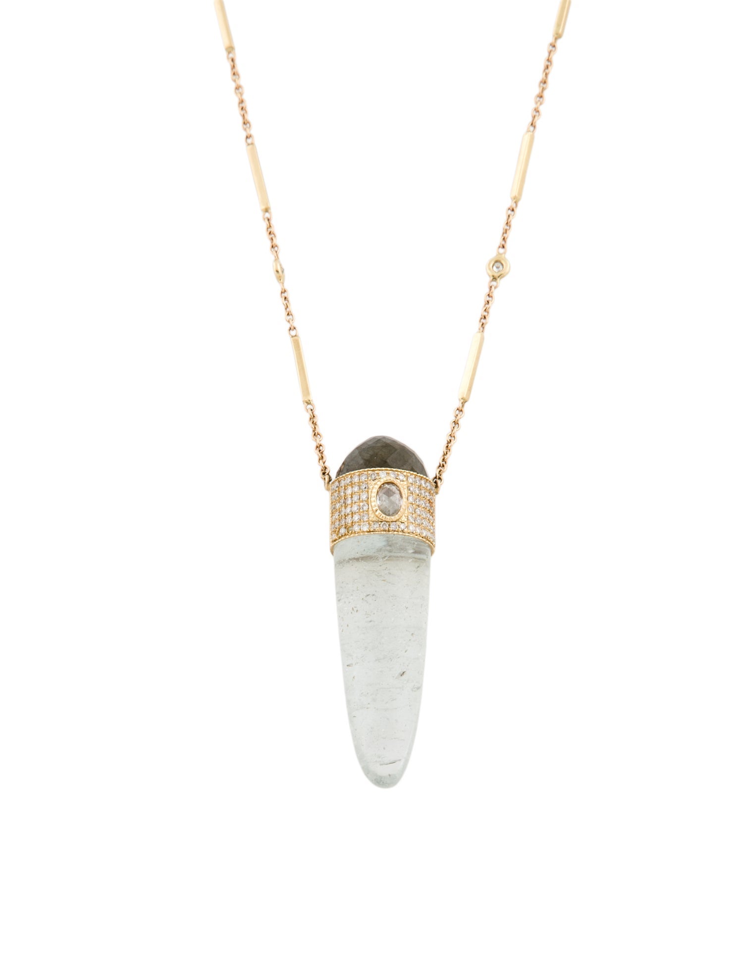 Jacquie Aiche 14K Labradorite, Aquamarine, & Diamond Pavé Cap Bead Chain Necklace