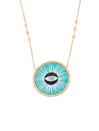 Jacquie Aiche 14K Multistone & Diamond Inlay Eye Burst Pendant Necklace