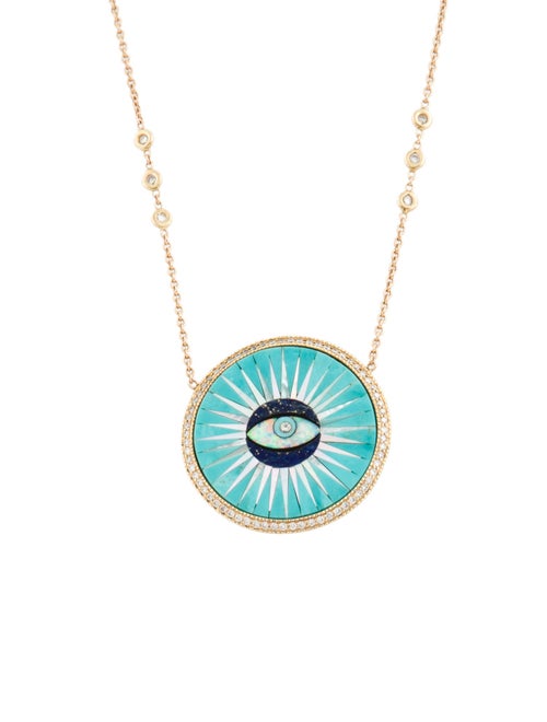 Jacquie Aiche 14K Multistone & Diamond Inlay Eye Burst Pendant Necklace