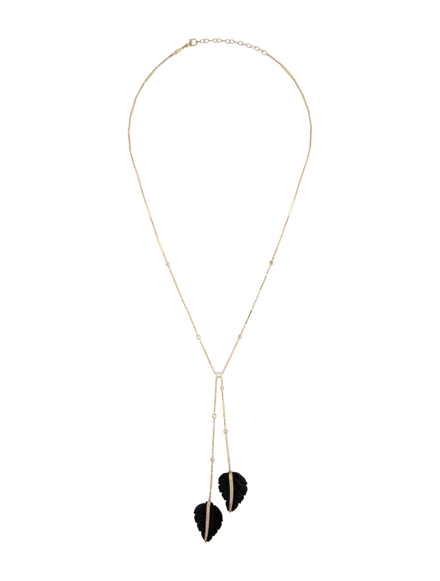 Jacquie Aiche 14K Onyx & Diamond Station Leaves Lavalier
