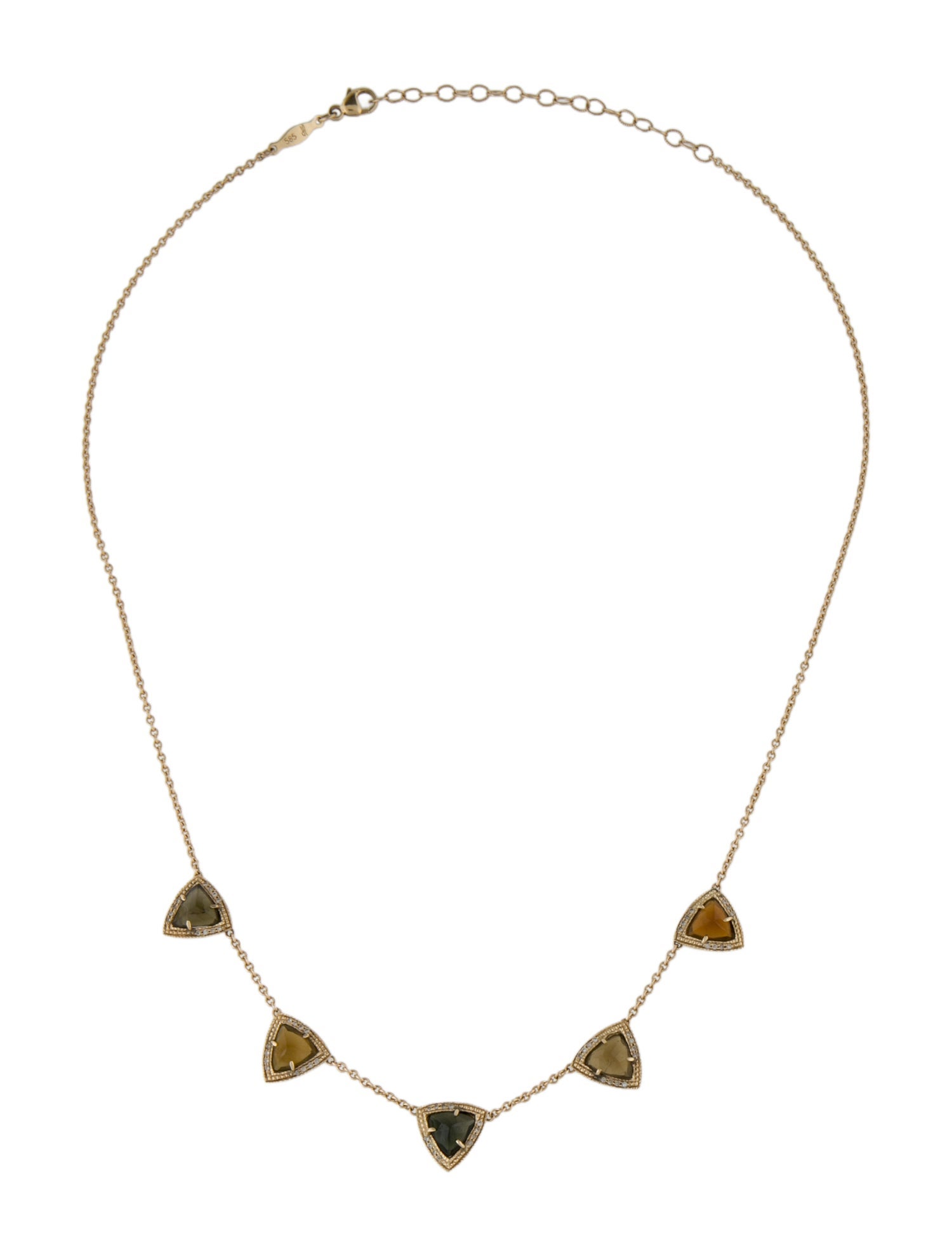 Jacquie Aiche 14K Tourmaline & Diamond Pyramid Necklace