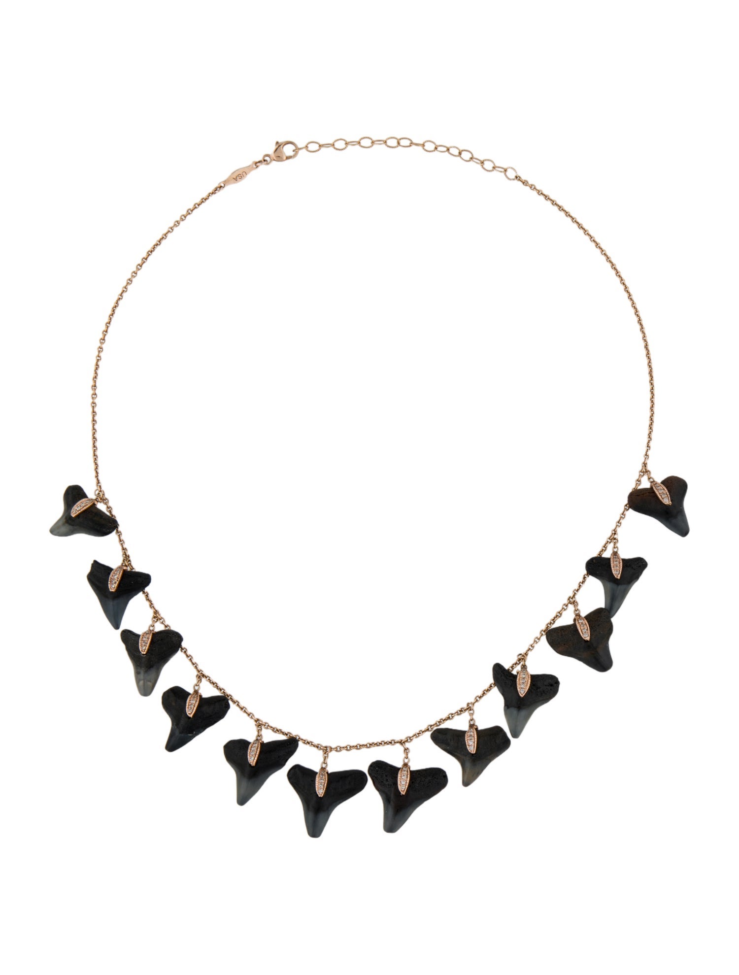 Jacquie Aiche 14K Diamond Mini Shark Tooth Shaker Necklace