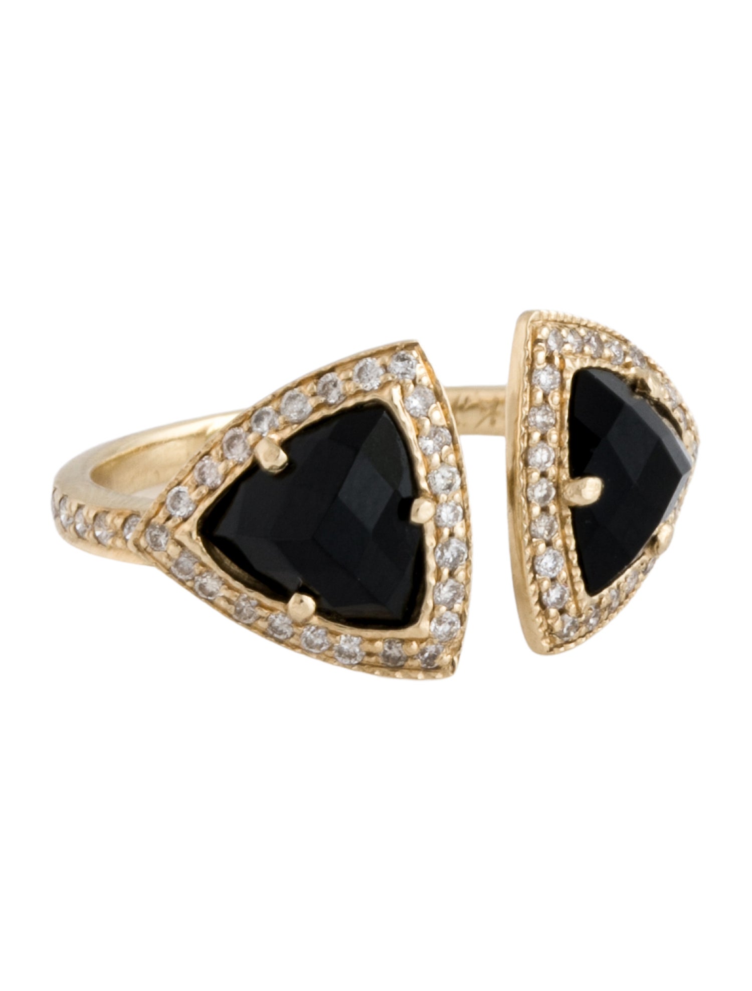 Jacquie Aiche 14K Onyx & Diamond Open Pyramid Bypass Ring