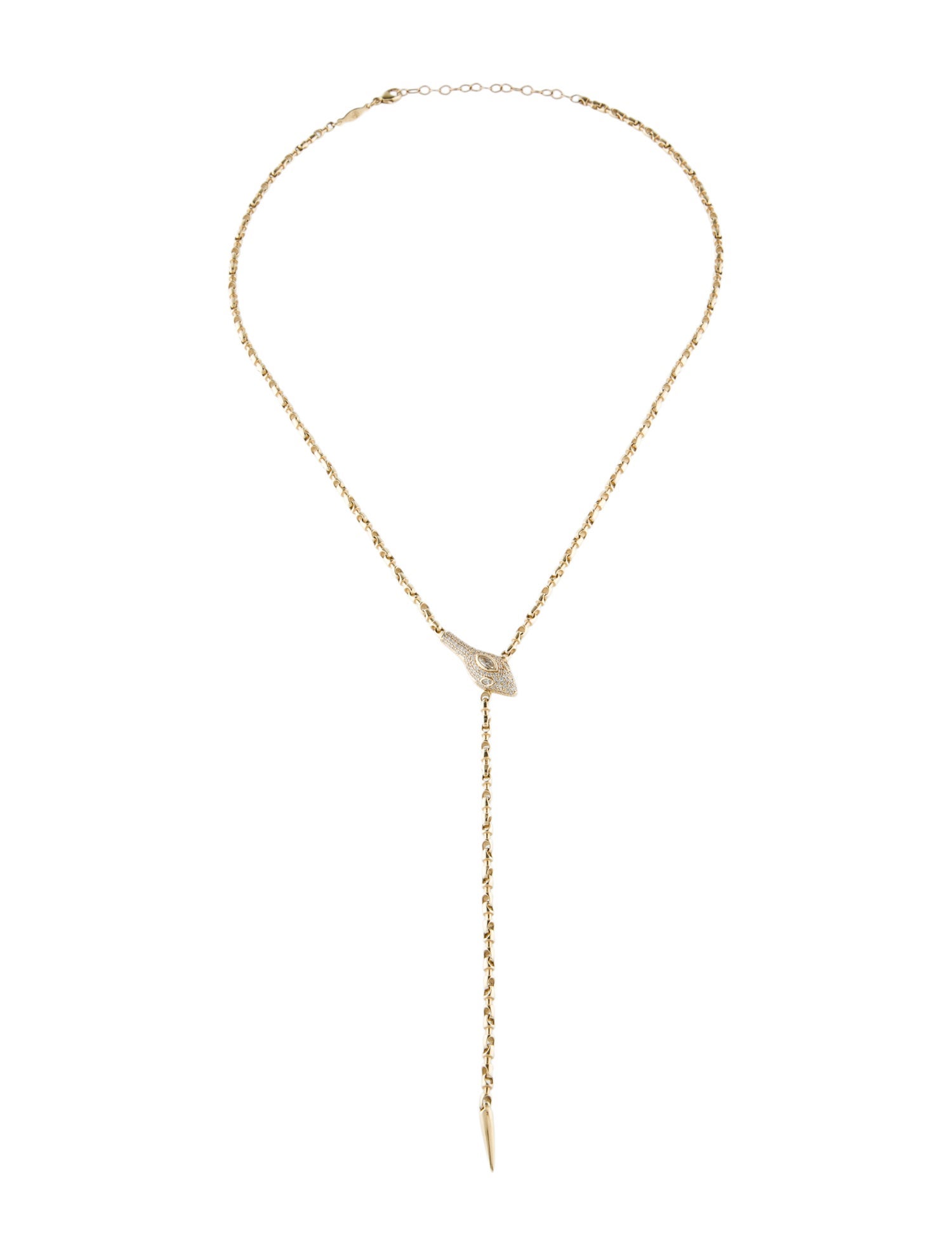 Jacquie Aiche 14K Diamond Snake Head Rolo Chain Y Necklace