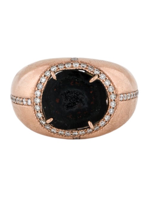 Jacquie Aiche 14K Chalcedony Druzy & Diamond Cocktail RIng