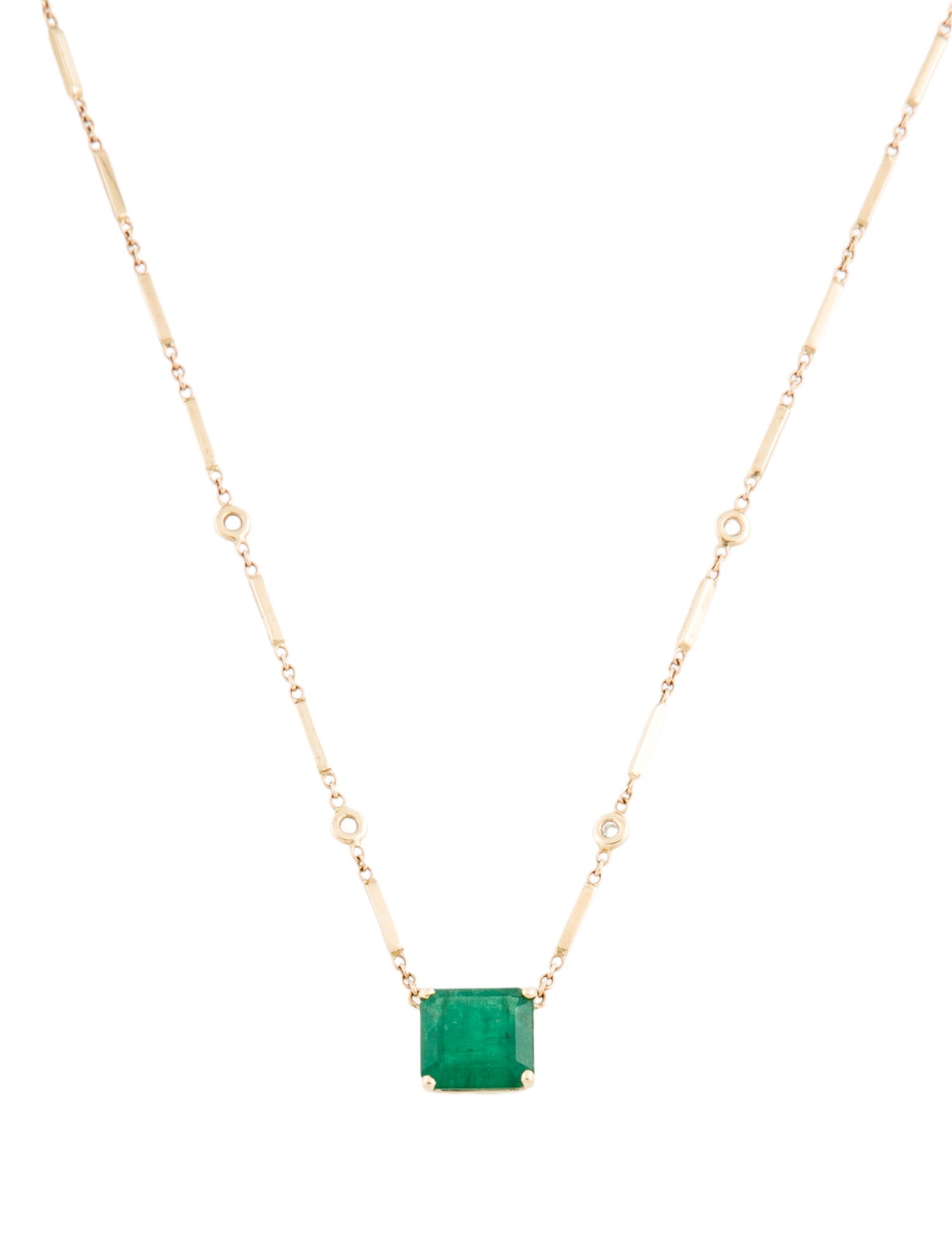 Jacquie Aiche 14K 3.02ct Emerald & Diamond Pendant Necklace