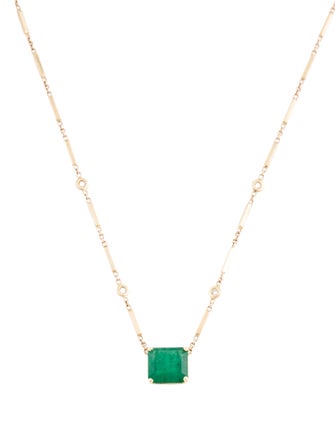 Jacquie Aiche 14K 3.02ct Emerald & Diamond Pendant Necklace