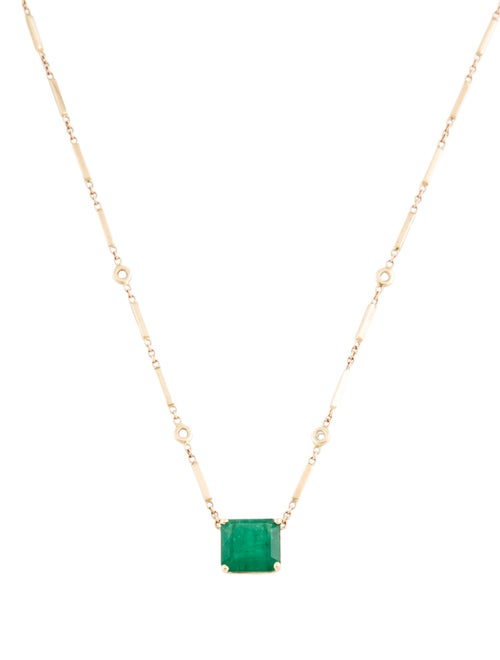 Jacquie Aiche 14K 3.02ct Emerald & Diamond Pendant Necklace