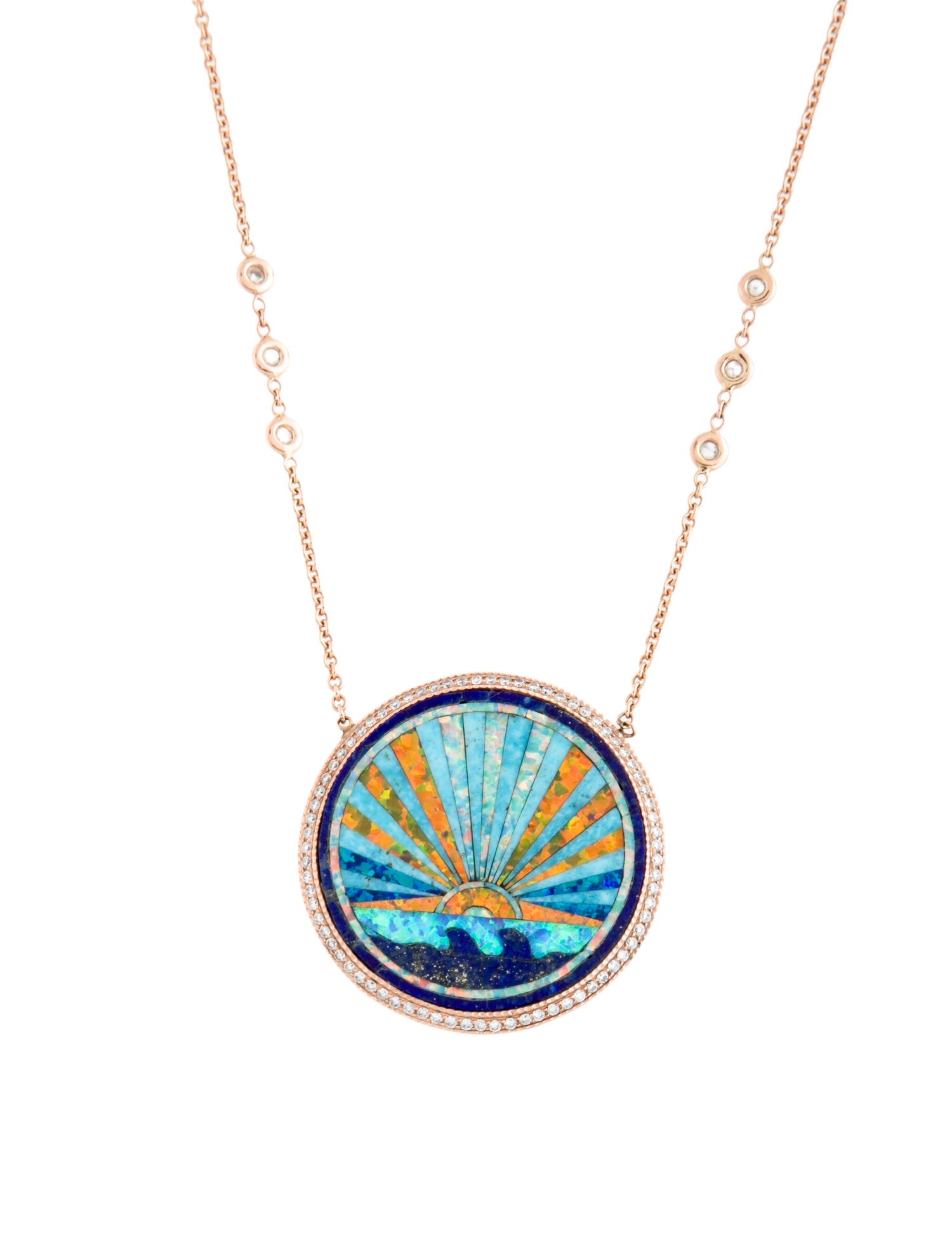 Jacquie Aiche 14K Diamond & Multistone Inlay Sunshine Pendant Necklace