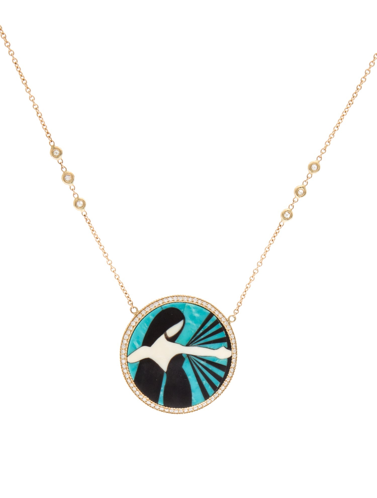 Jacquie Aiche 14K Diamond & Multistone Inlay Sunshine Pendant Necklace