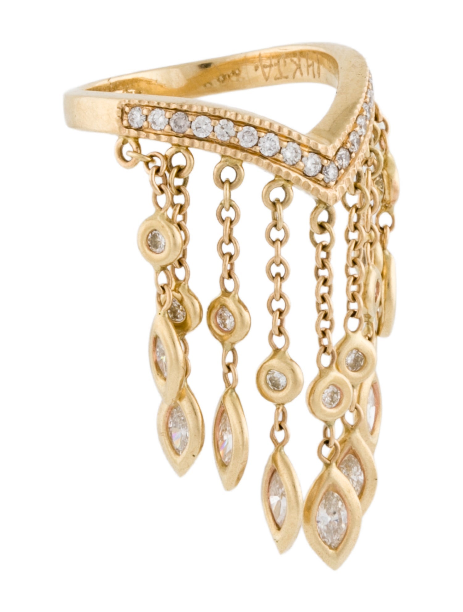 Jacquie Aiche 14K Diamond Long Shaker Ring