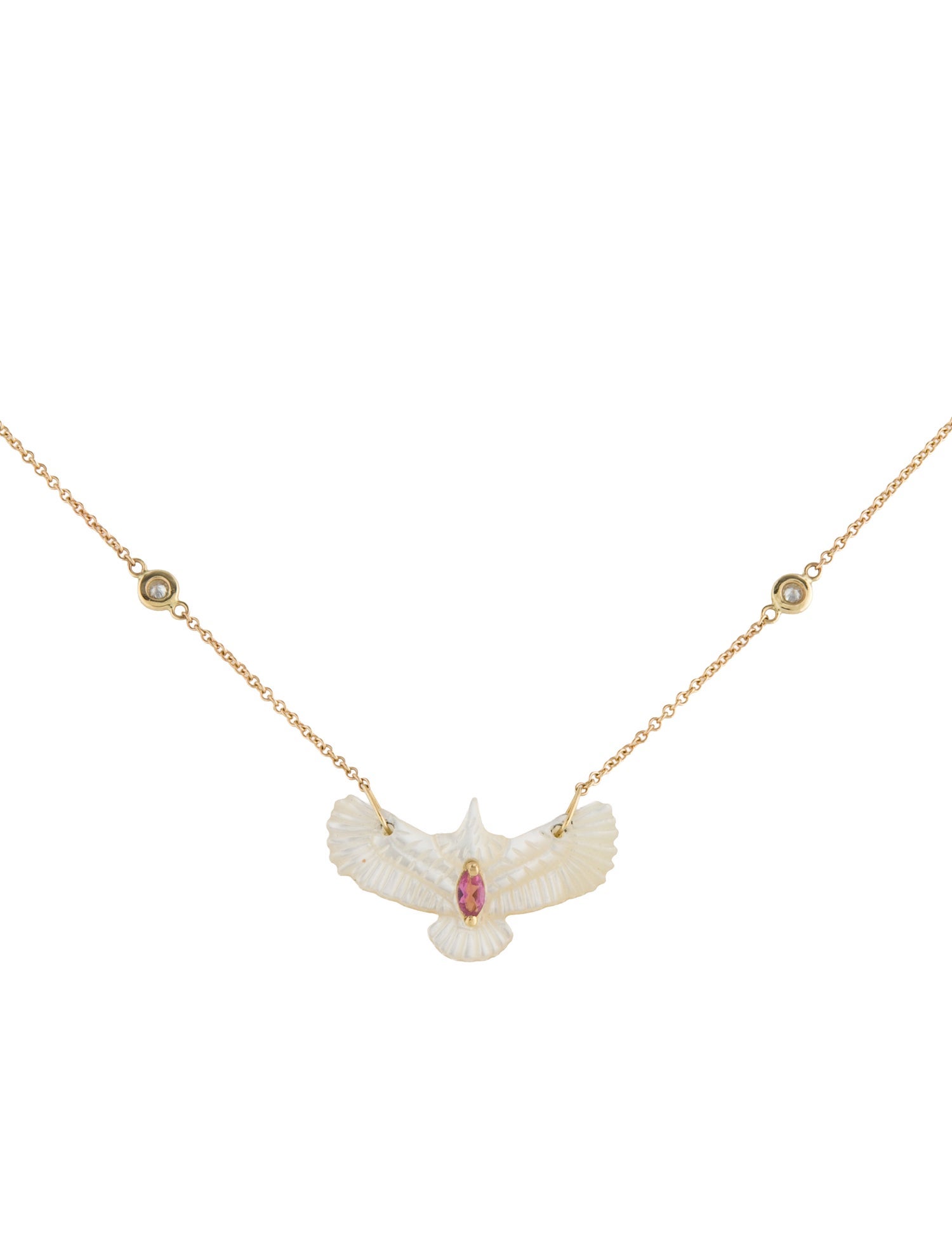 Jacquie Aiche 14K Mother Of Pearl Tourmaline & Diamond Thunderbird Pendant Necklace