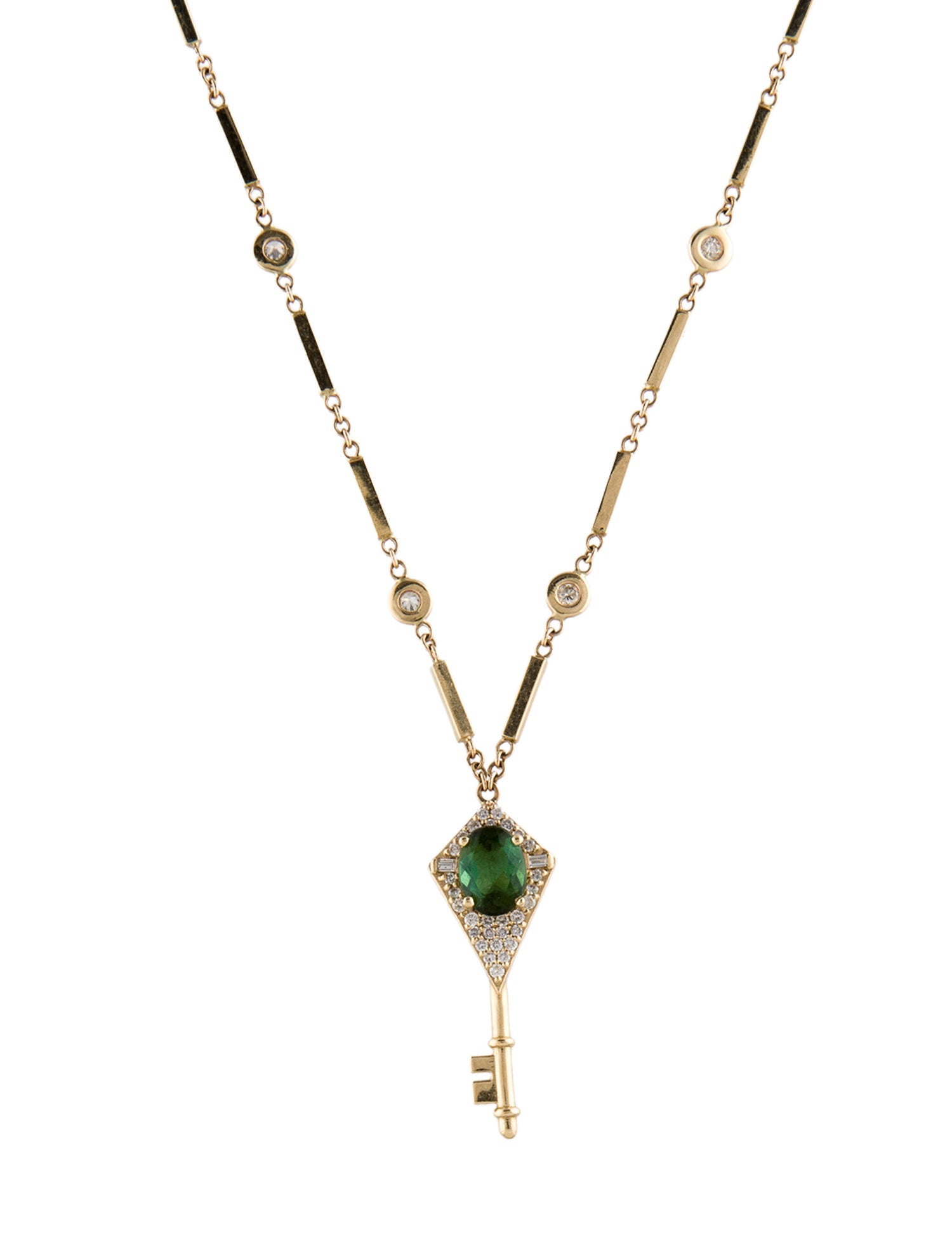 Jacquie Aiche 14K Tourmaline & Diamond Key Pendant Necklace