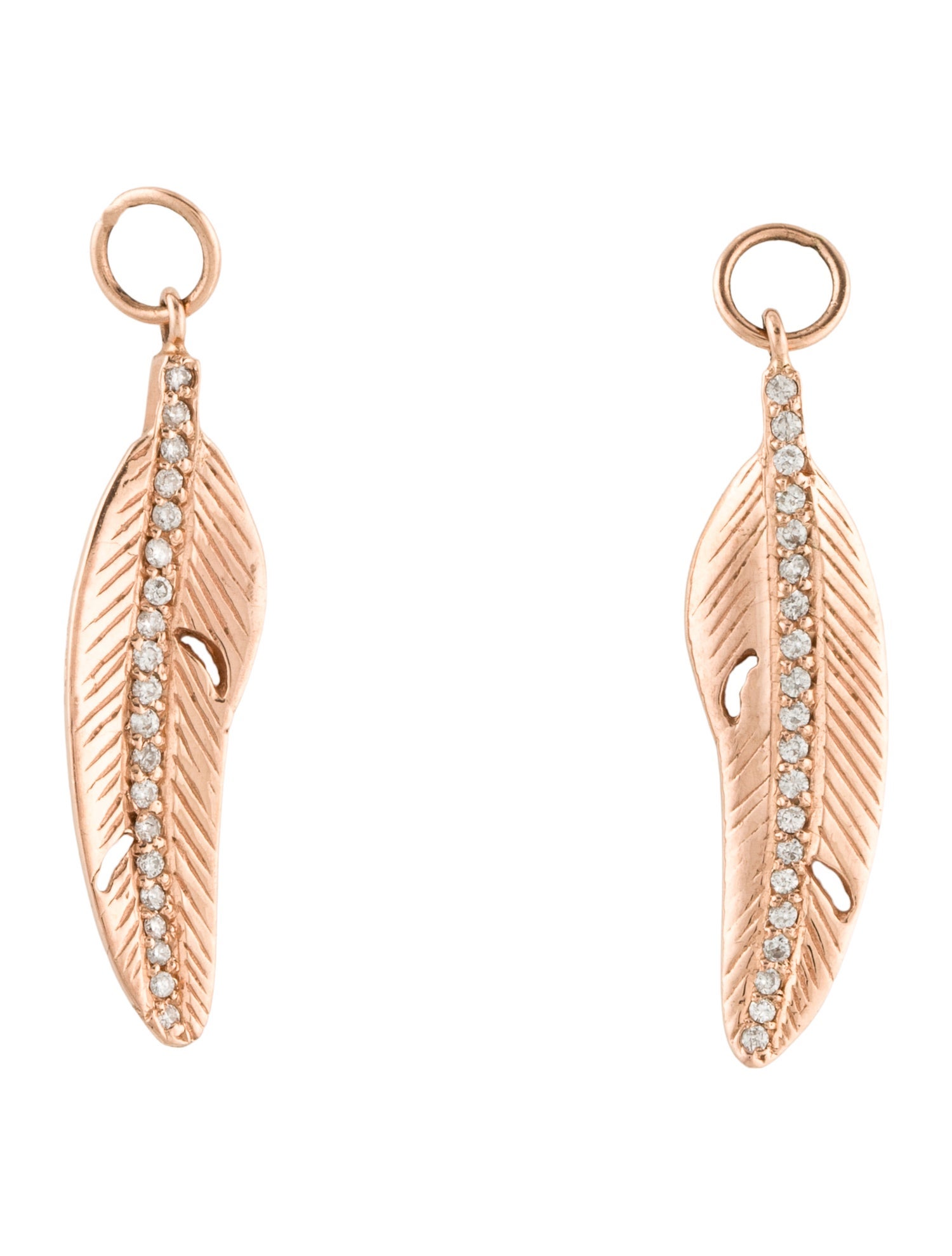 Jacquie Aiche 14K Diamond Feather Earring Charms
