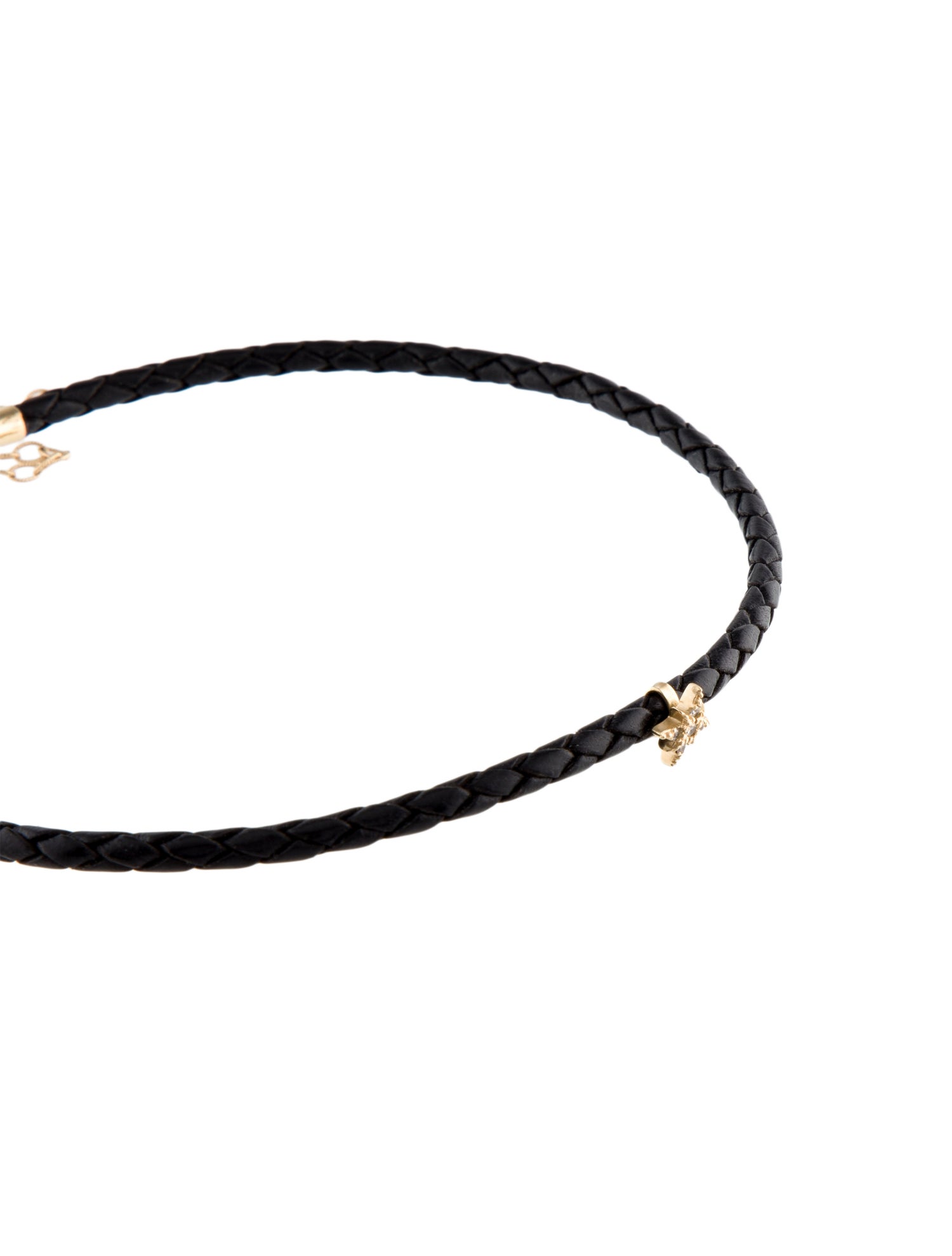 Jacquie Aiche 14k Diamond Star Leather Choker Necklace