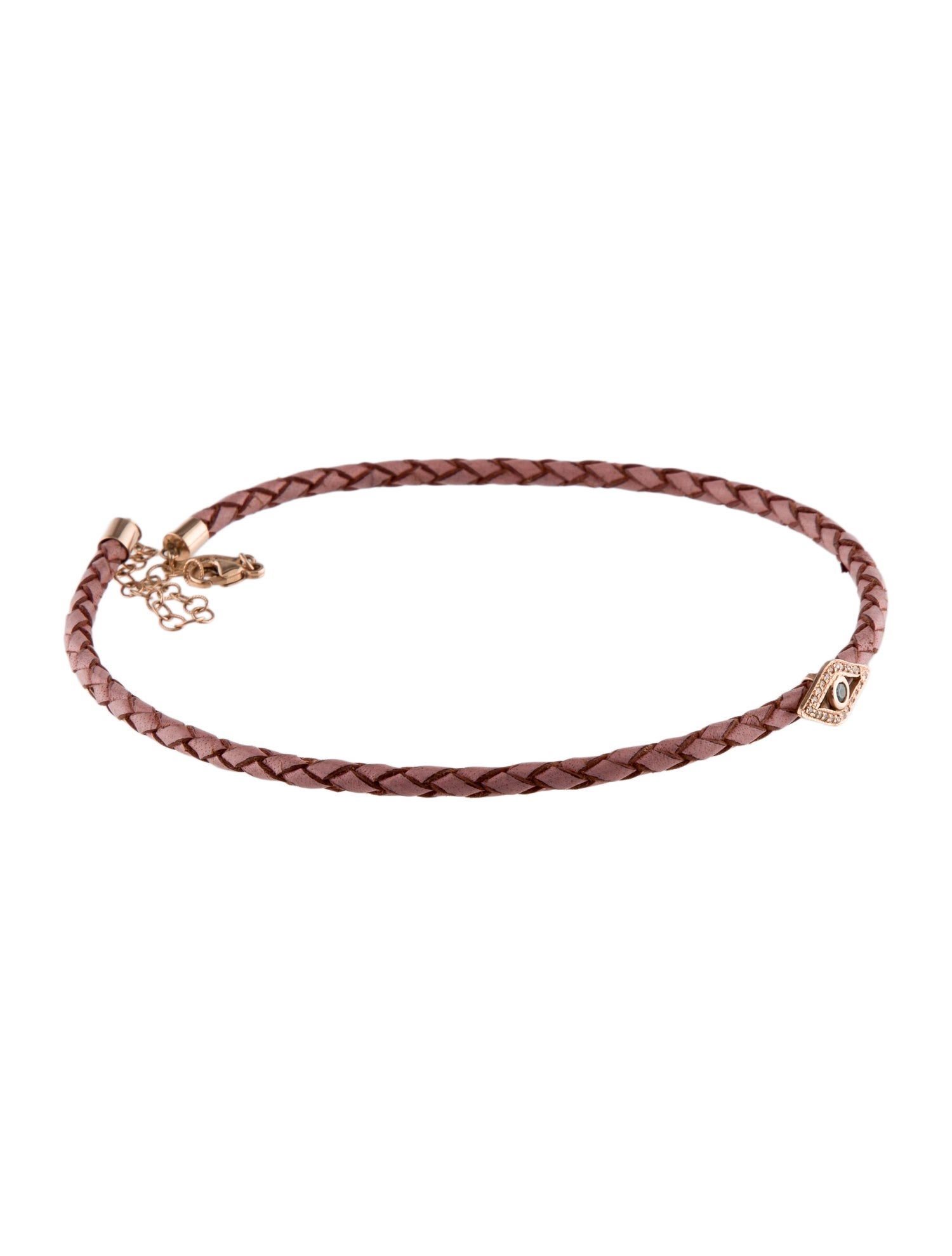 Jacquie Aiche 14K Diamond Evil Eye Leather Choker Necklace