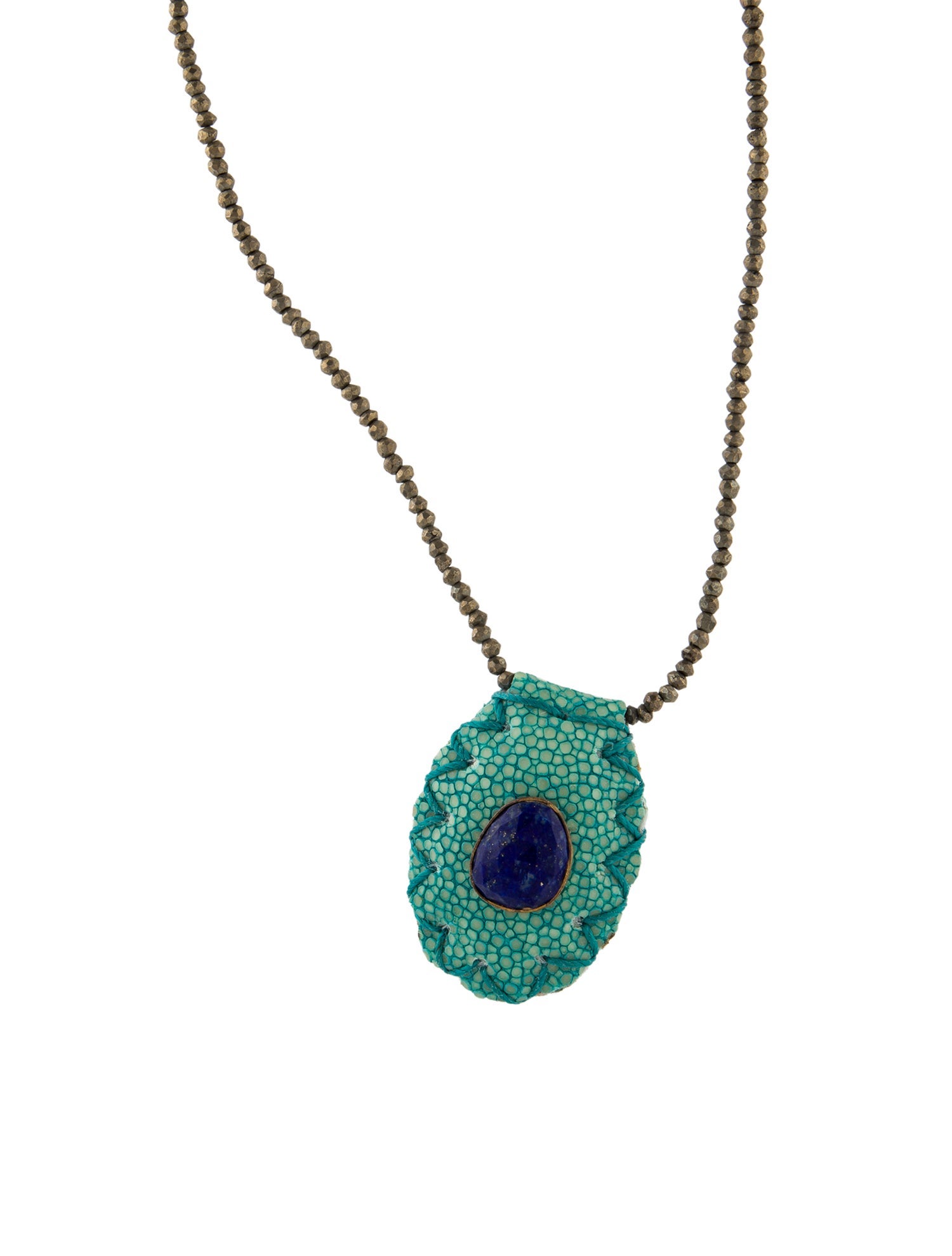 Jacquie Aiche Lapis Lazuli & Pyrite Blesslev Pouch Necklace