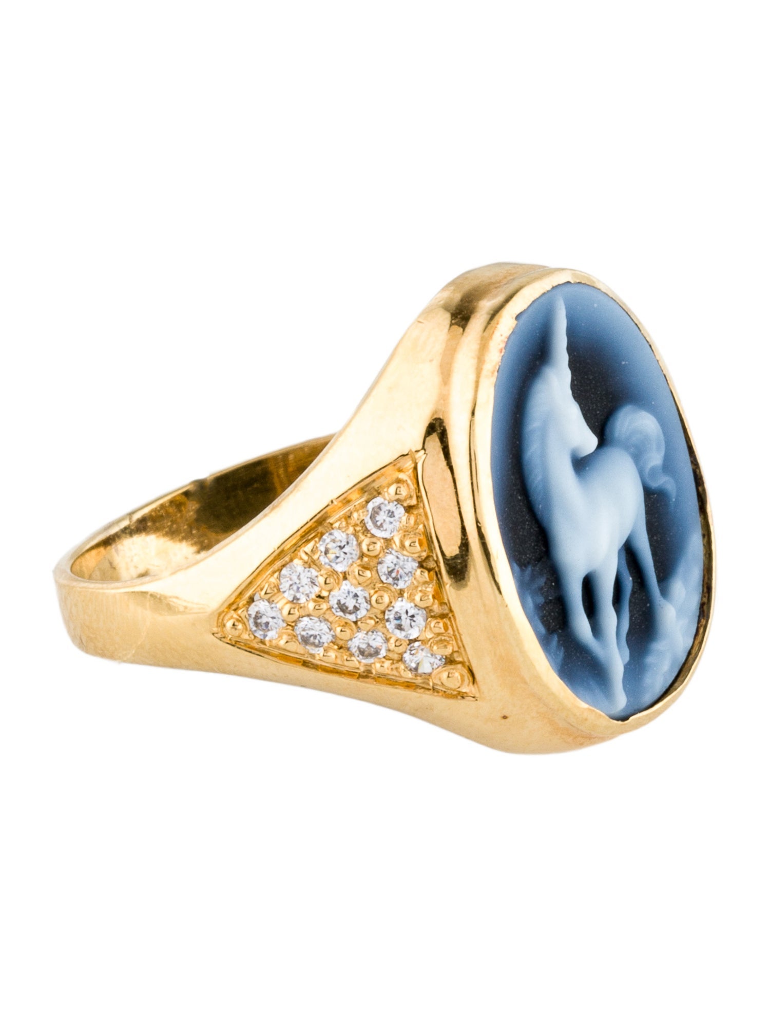 Jacquie Aiche Cubic Zirconia & Onyx Cameo Unicorn Ring