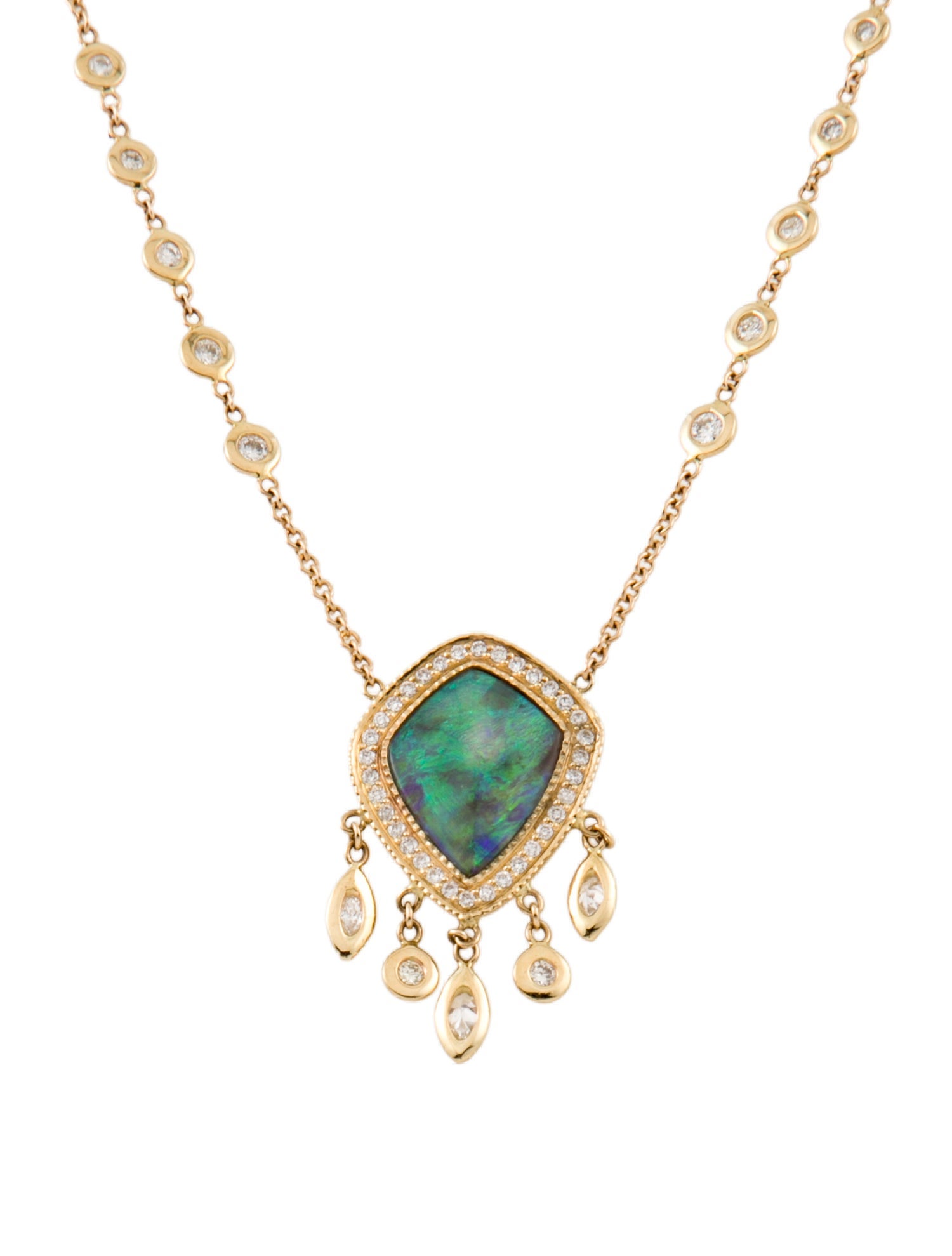 Jacquie Aiche 14K Opal & Diamond Shaker Necklace