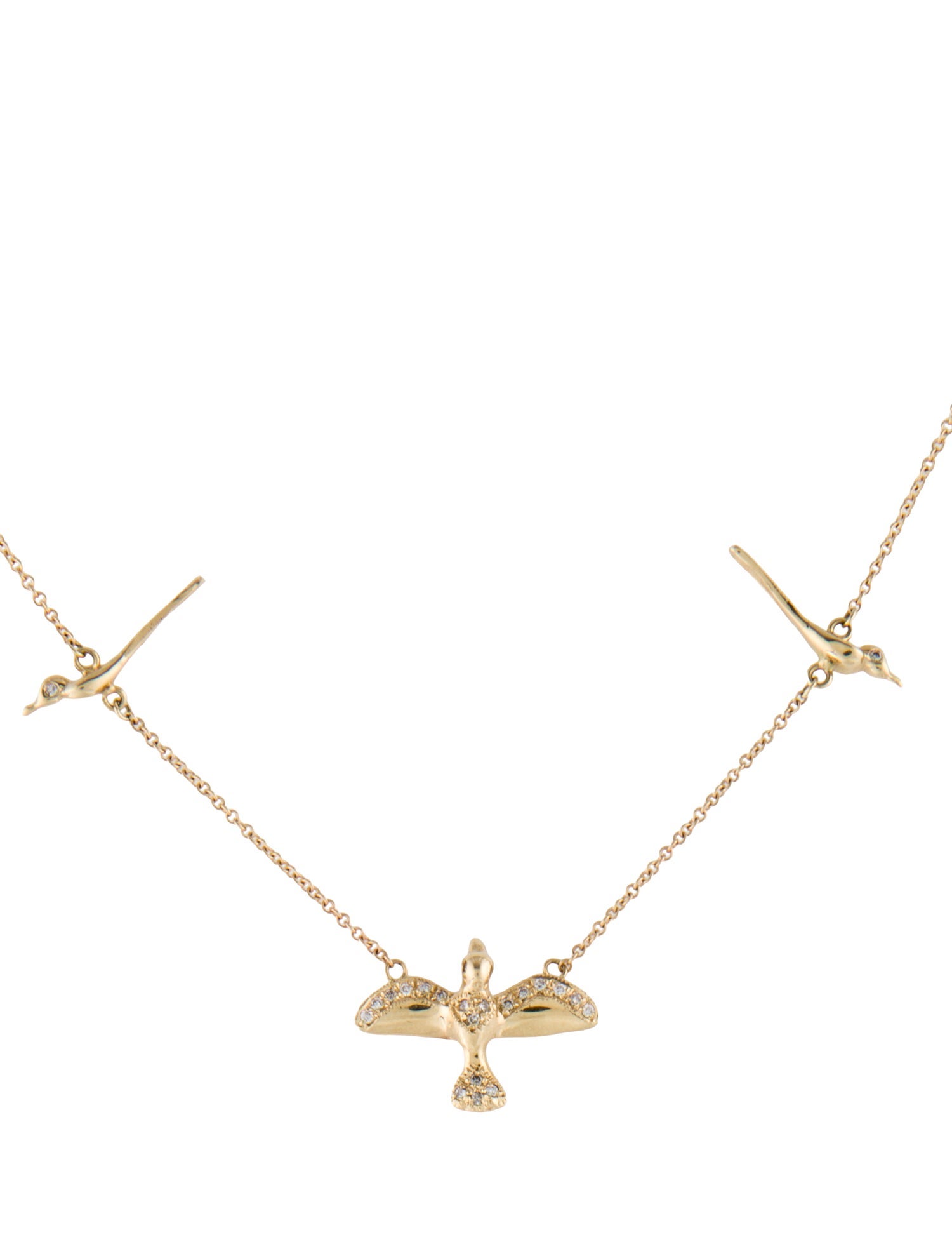 Jacquie Aiche 14K Pavé Diamond 3 Birds Necklace