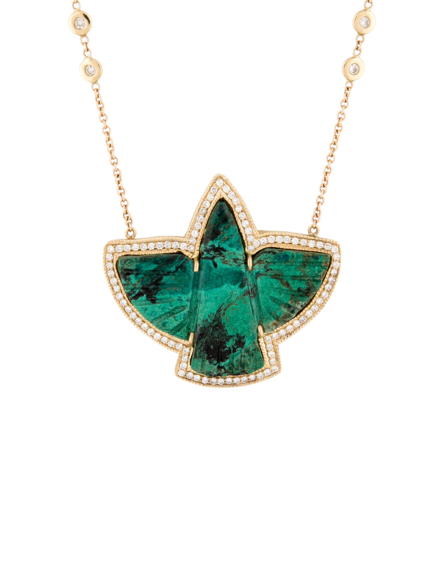 Jacquie Aiche 14K Chrysocolla & Diamond Thunderbird Necklace