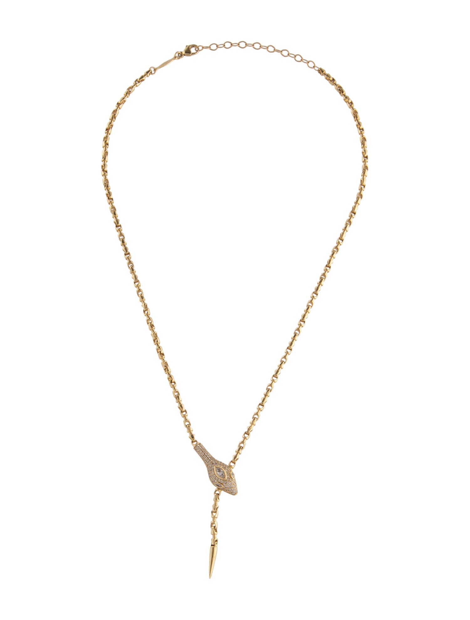 Jacquie Aiche 14K 1.68ctw Diamond Snake Head Rolo Chain Short Y Necklace