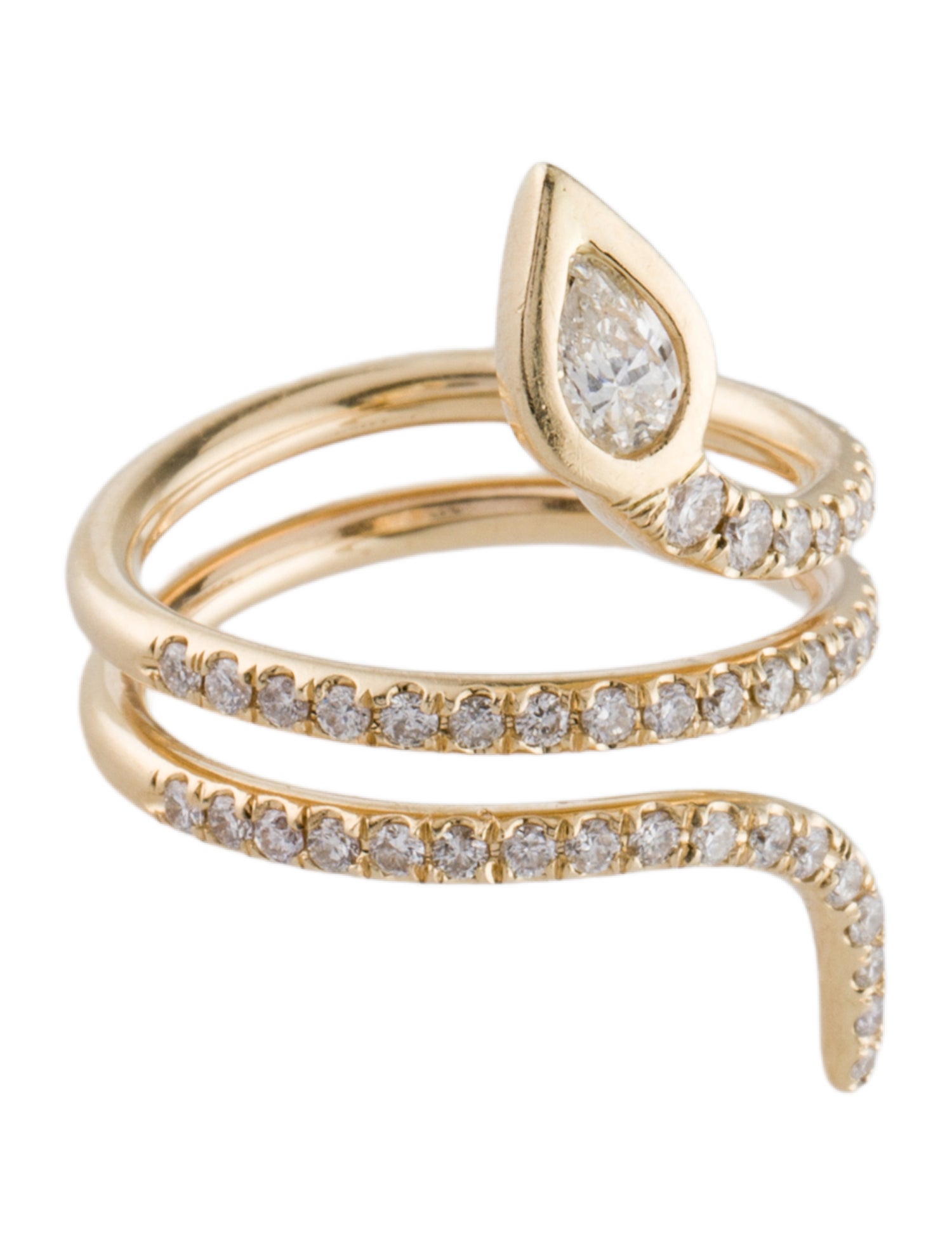 Jacquie Aiche 14K Diamond Head Coil Cocktail Ring