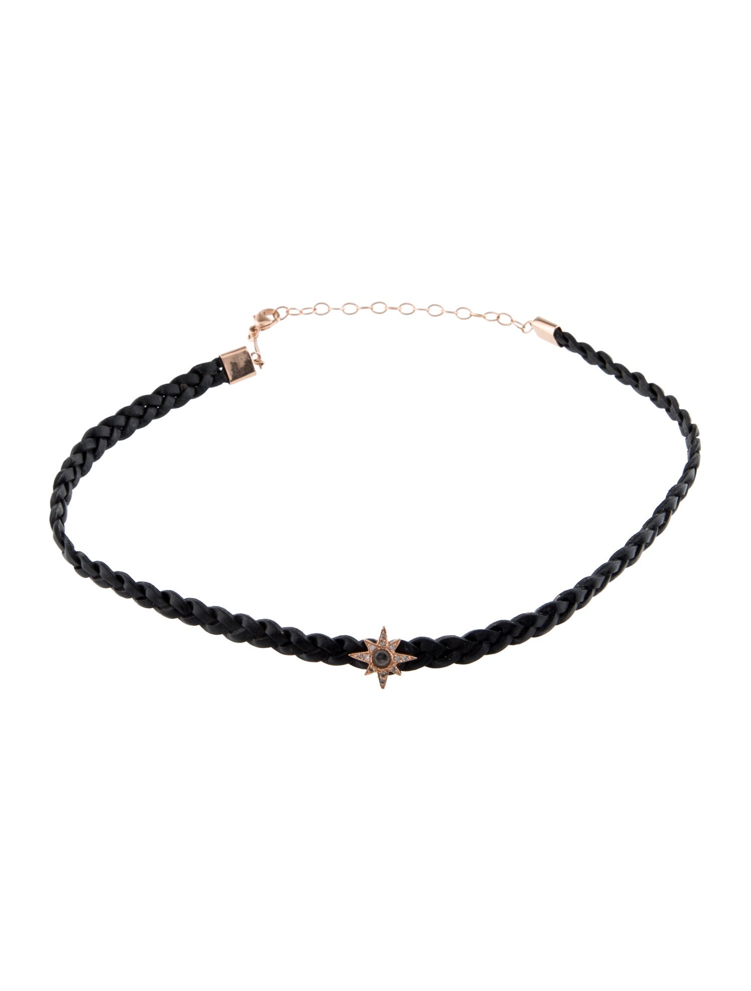 Jacquie Aiche 14K Labradorite & Diamond Star Leather Choker Necklace