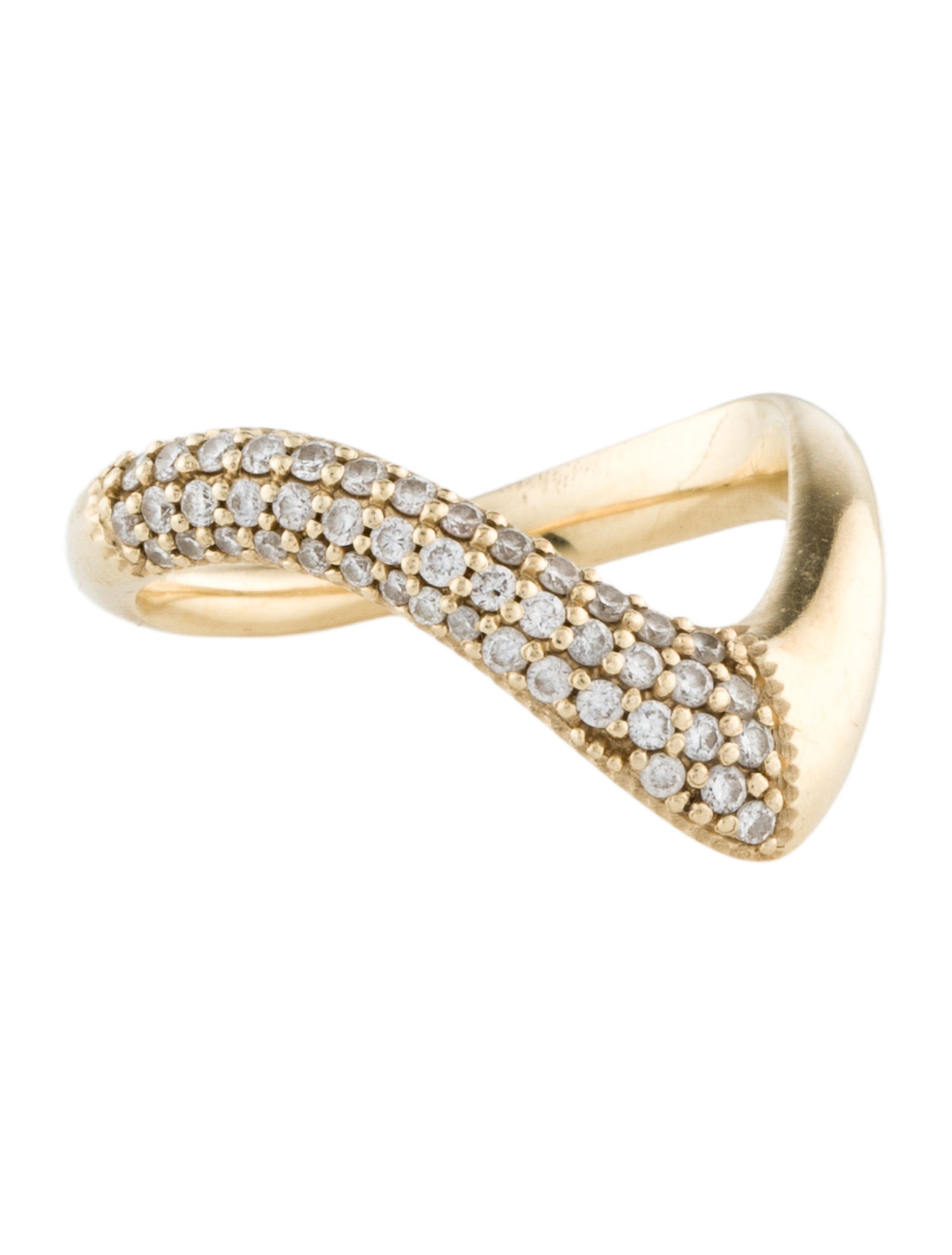 Jacquie Aiche 14K Diamond Large Pave V Wave Ring