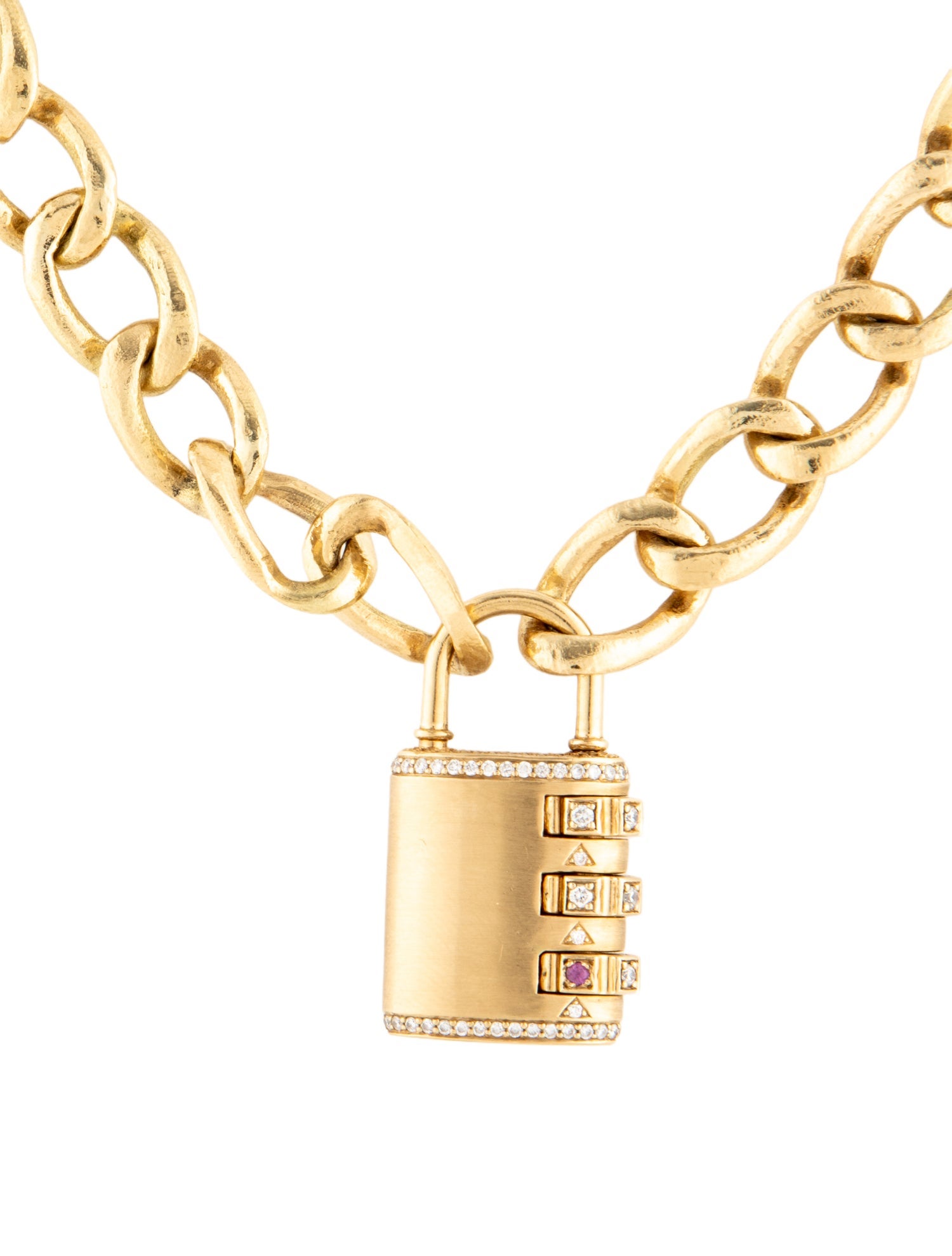 James Banks 18K Sapphire & Diamond Padlock Pendant w/ Unbranded 18K Chain
