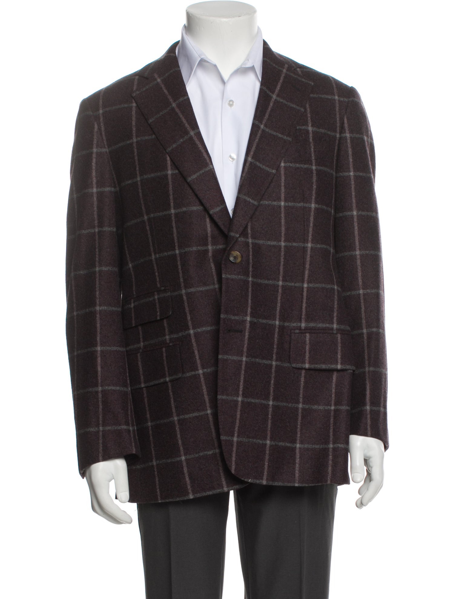 Jay Kos Wool Plaid Print Blazer