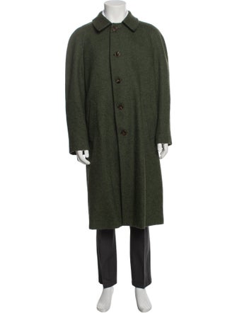 Jay Kos Wool Plaid Print Overcoat