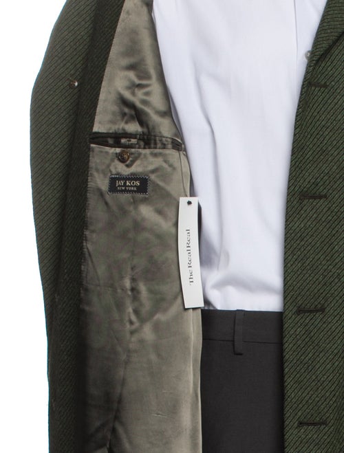 Jay Kos Wool Plaid Print Overcoat