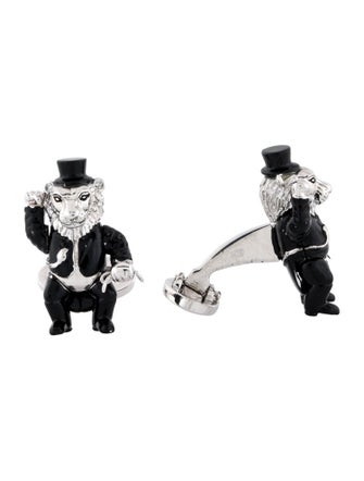 Jan Leslie Enamel Lion Cufflinks