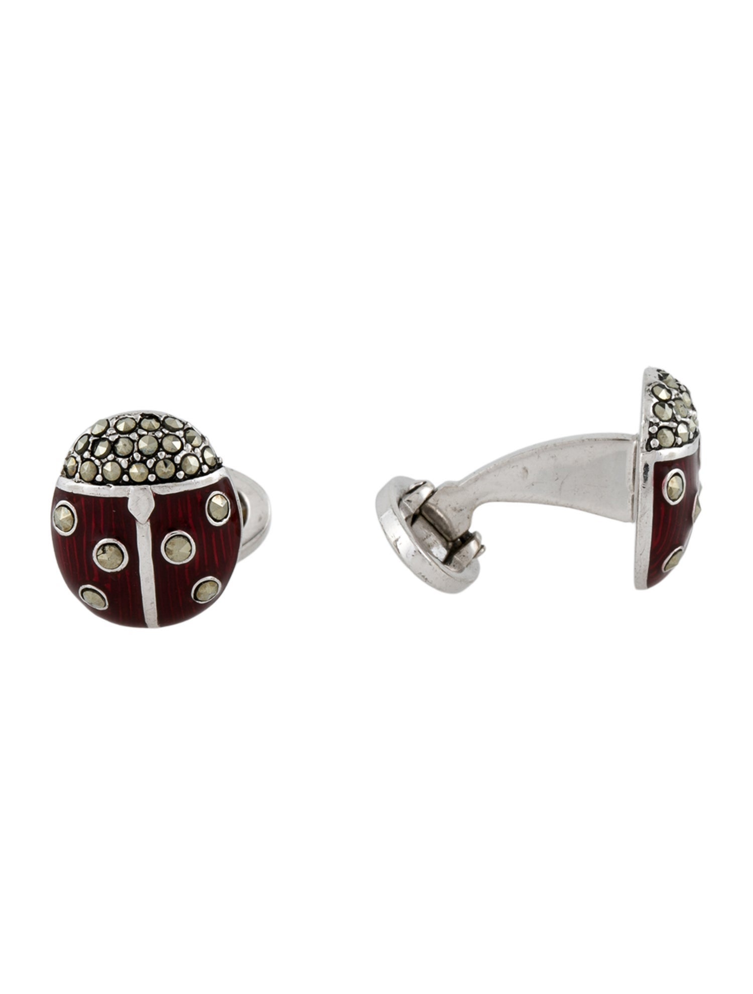 Jan Leslie Marcasite & Enamel Ladybug Cufflinks