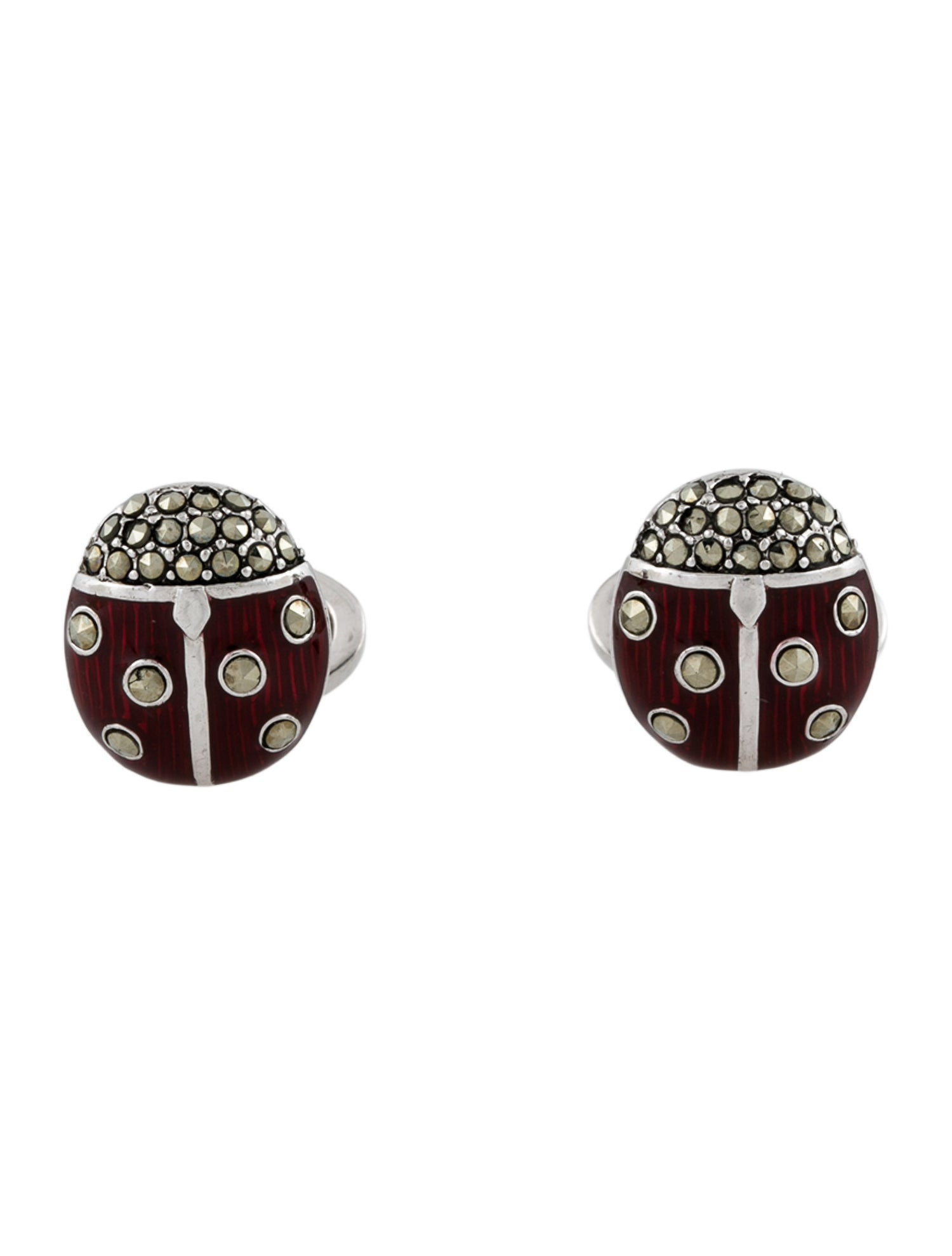 Jan Leslie Marcasite & Enamel Ladybug Cufflinks