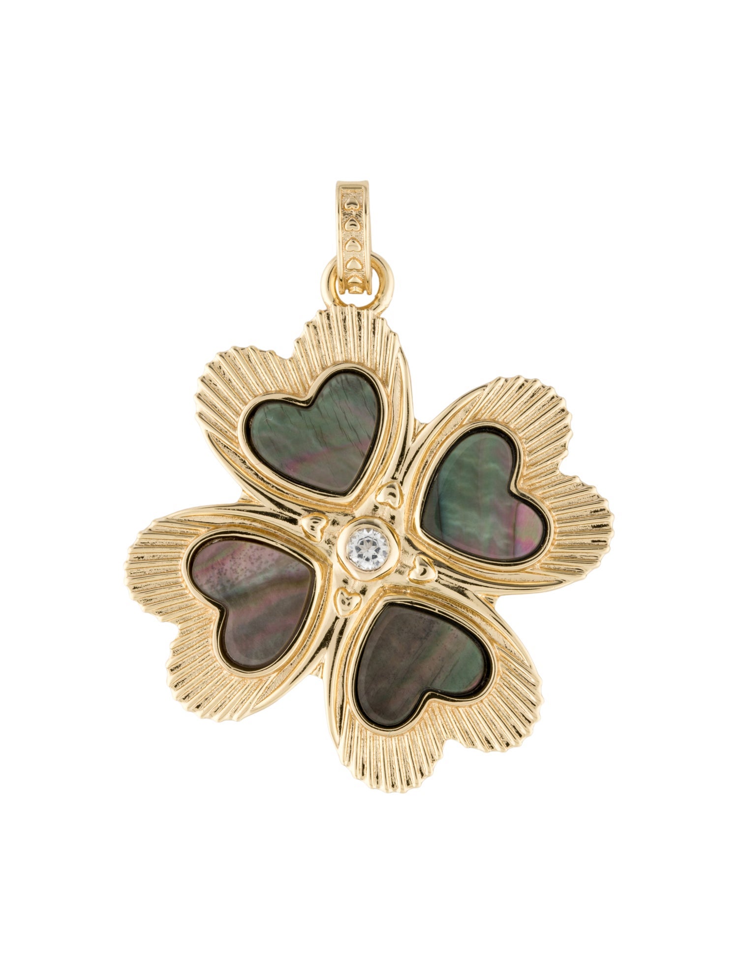 Jane Win Mother of Pearl & Topaz Lucky in Love Clover Pendant
