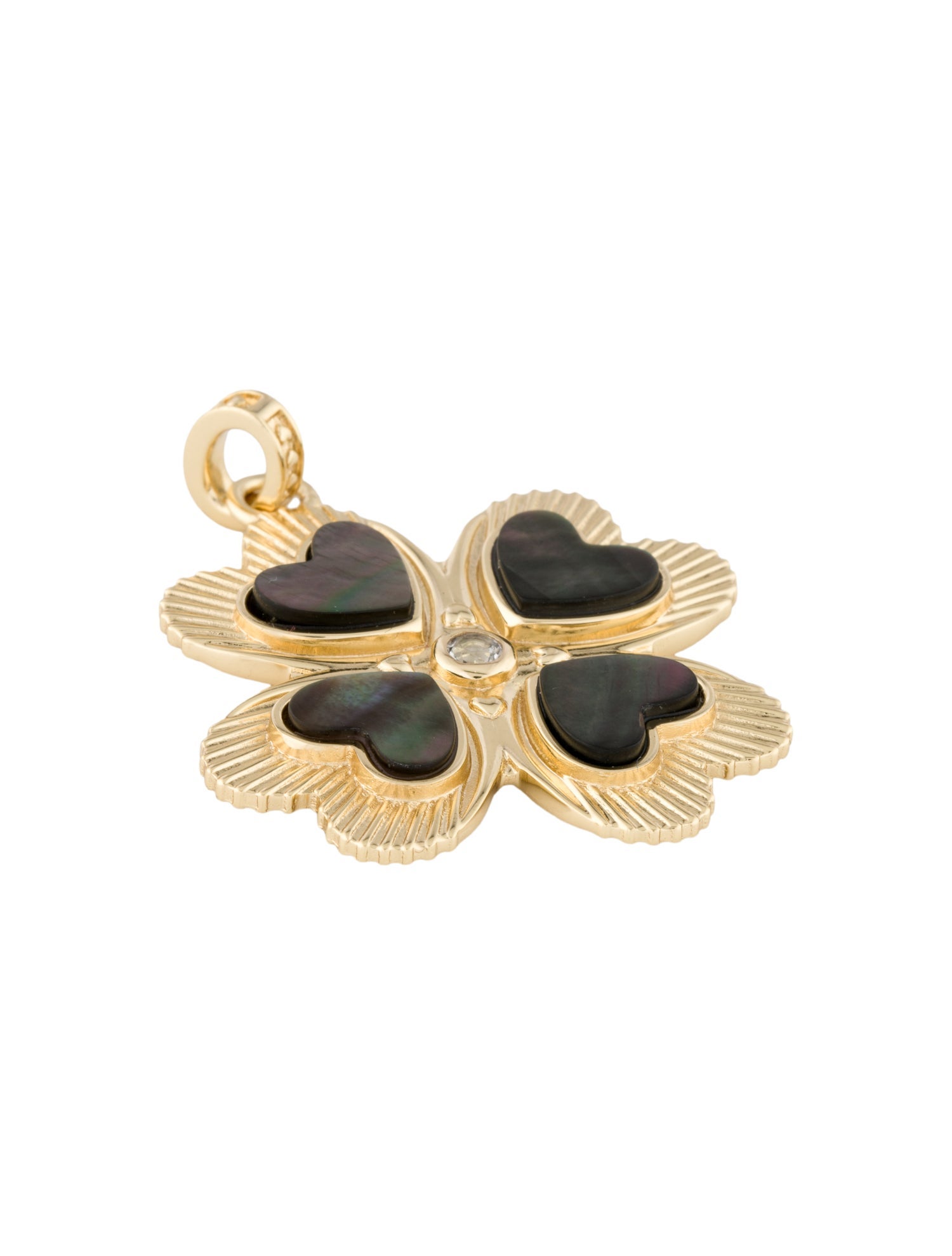 Jane Win Mother of Pearl & Topaz Lucky in Love Clover Pendant