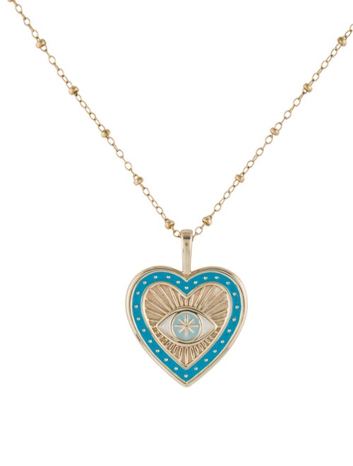 Jane Win Protect Evil Eye Enamel Heart Pendant